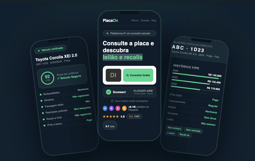 PlacaOn Super App — consulta veicular completa no celular